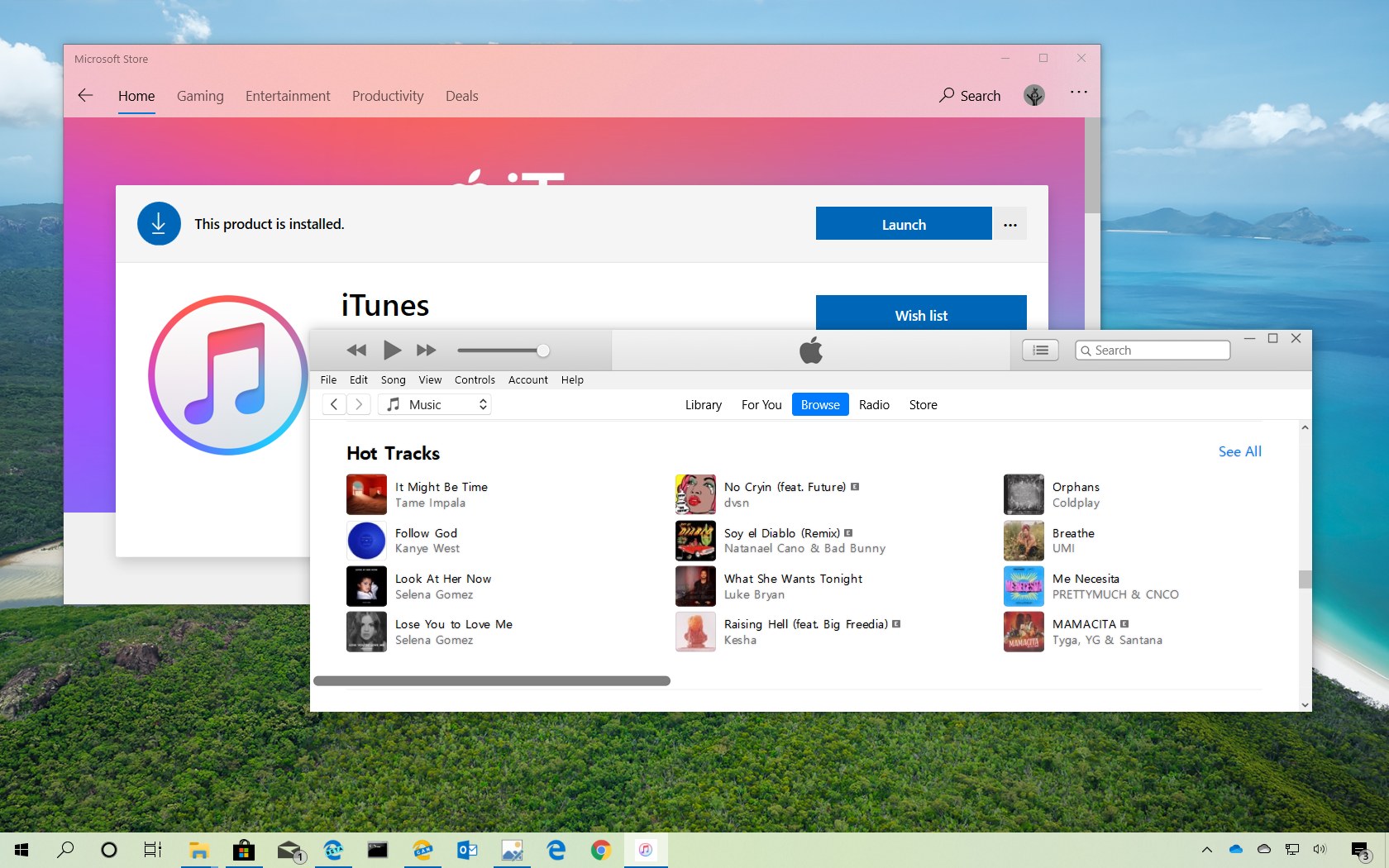 Itunes and Microsoft Store on Windows 10
