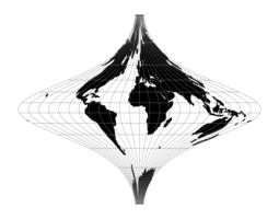 Diamond shaped world in Tobler-Mercator projection