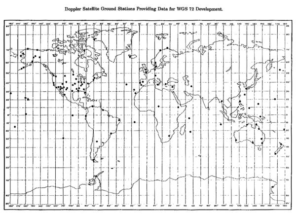 Map of the world projected using WGS84