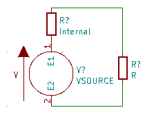 A circuit of a voltage source with internal resistance connected to a resistor