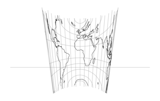 Cylinder world without poles in International Map of the World Polyconic projection