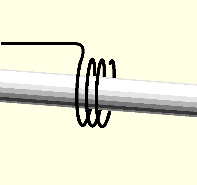 A black cable wrapped around a grey pipe.