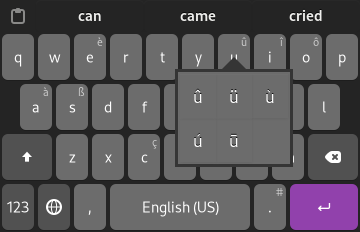 On-screen keyboard panel of Stevia